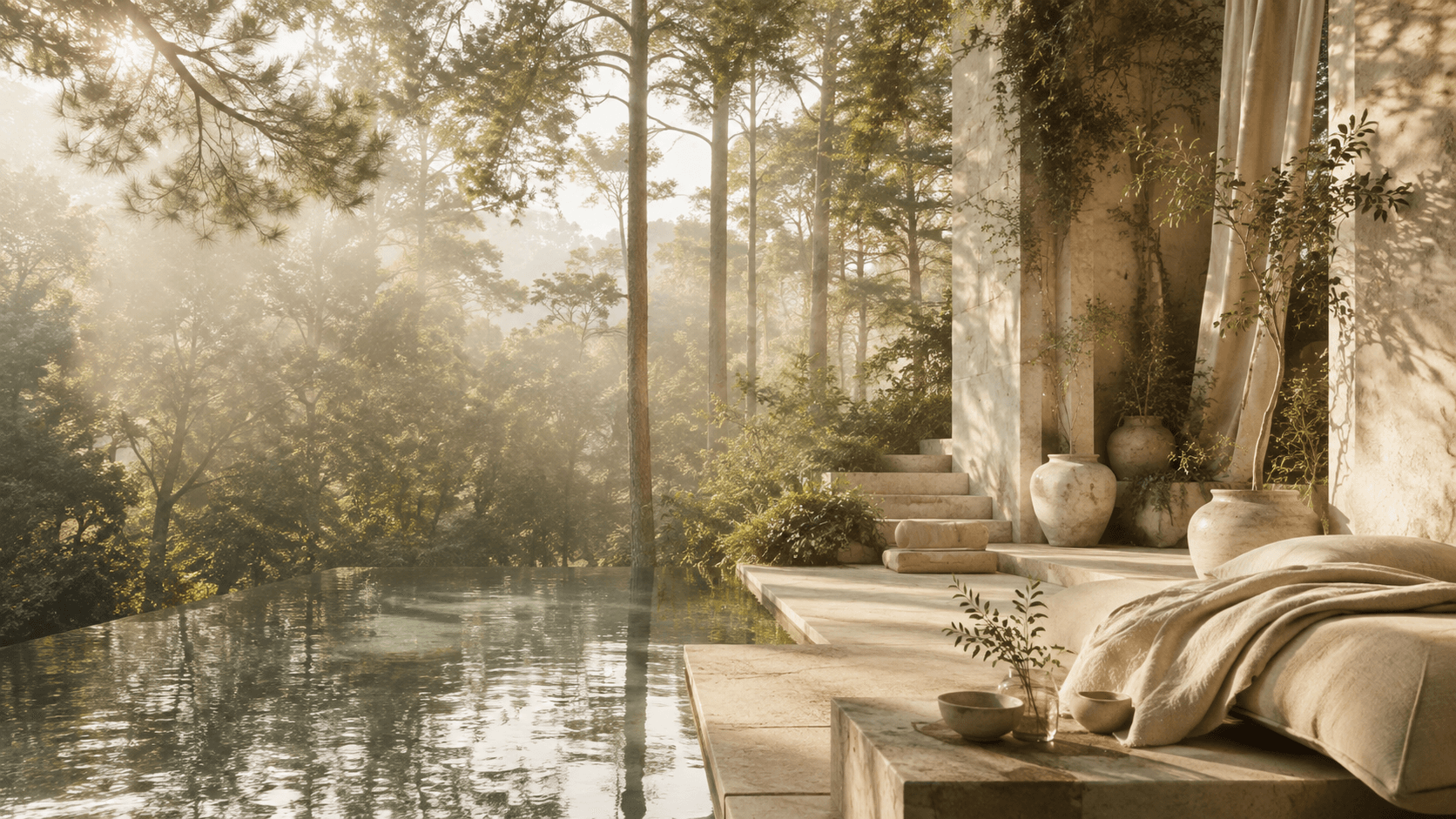 Legacy fragrance within a shadowed forest landscape